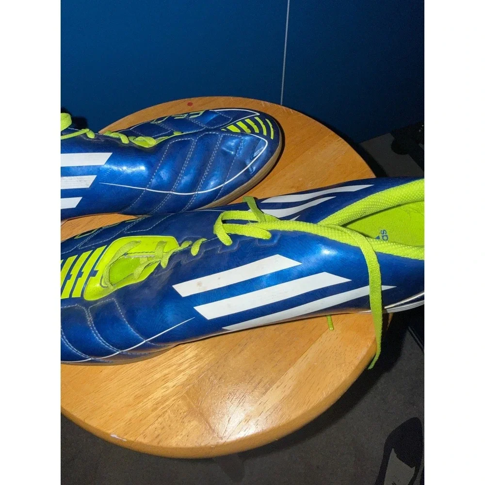 Adidas F50 Adizero Indoor Soccer Shoes Blue‎ Lime Green Adiprene Sneakers Mens